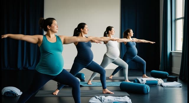 Pregnant women in warrior pose